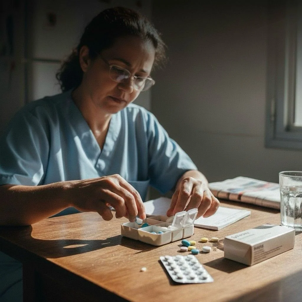Supervisora gerontológica conversando com família e cuidador